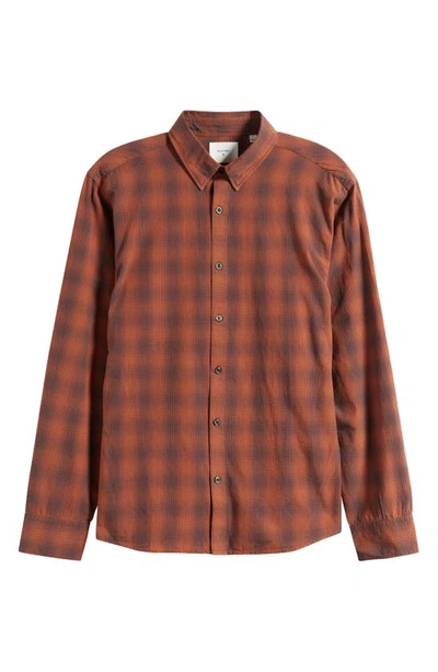 Shop Billy Reid Tuscumbia Shadow Plaid Regular Fit Cotton Button-up Shirt In Black/ Rust