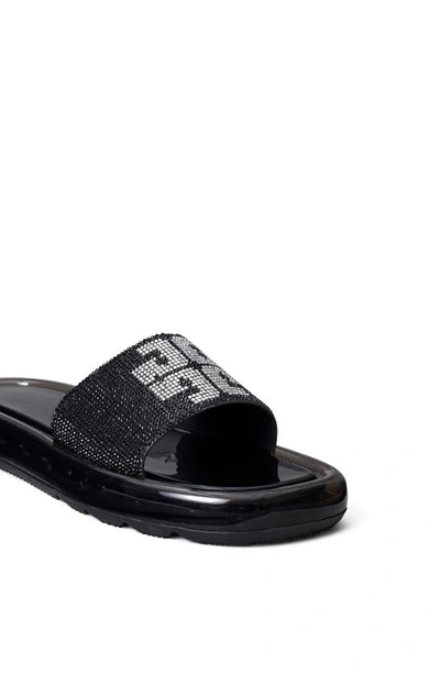 Shop Tory Burch Crystal Bubble Jelly Slide Sandal In Perfect Black / Perfect Black