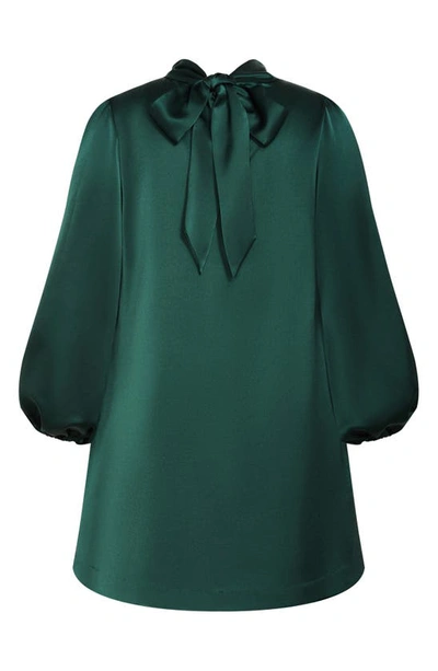 Shop City Chic Azalea Long Sleeve Satin Shift Dress In Emerald