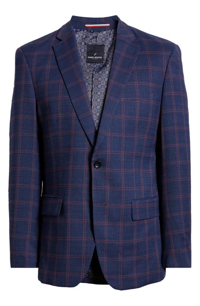 Shop Daniel Hechter Windowpane Check Wool Blazer In Blue