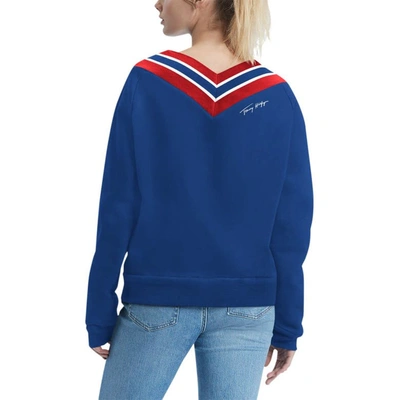 Shop Tommy Hilfiger Royal Buffalo Bills Heidi Raglan V-neck Sweater