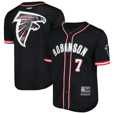 Shop Pro Standard Bijan Robinson Black Atlanta Falcons Mesh Baseball Button-up T-shirt