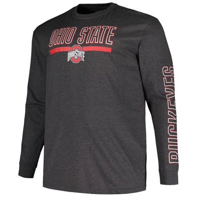 Shop Profile Heather Charcoal Ohio State Buckeyes Big & Tall Two-hit Graphic Long Sleeve T-shirt