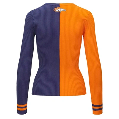 Shop Staud Orange/navy Denver Broncos Cargo Sweater