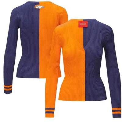 Shop Staud Orange/navy Denver Broncos Cargo Sweater
