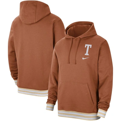 Shop Nike Texas Orange Texas Longhorns Campus Retro Fleece Pullover Hoodie In Burnt Orange