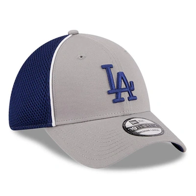 Shop New Era Gray Los Angeles Dodgers Pipe 39thirty Flex Hat