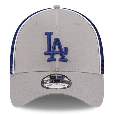 Shop New Era Gray Los Angeles Dodgers Pipe 39thirty Flex Hat