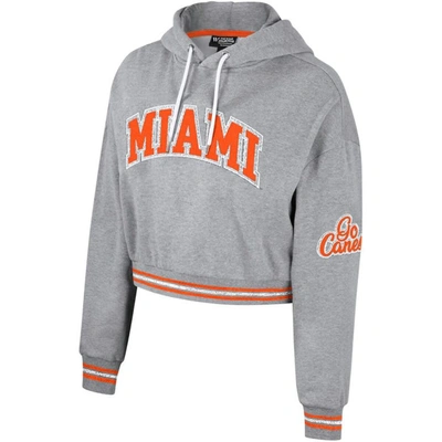 Shop The Wild Collective Heather Gray Miami Hurricanes Cropped Shimmer Pullover Hoodie