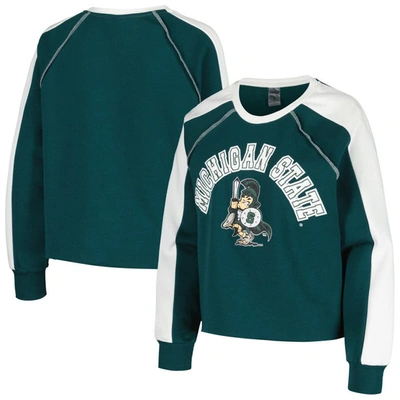 Shop Gameday Couture Green Michigan State Spartans Blindside Raglan Cropped Pullover Sweatshirt