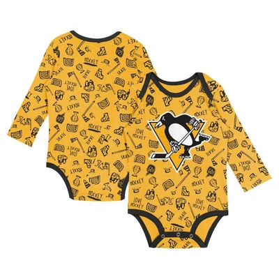 Shop Outerstuff Infant Gold Pittsburgh Penguins Dynamic Defender Long Sleeve Bodysuit