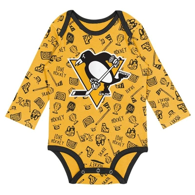 Shop Outerstuff Infant Gold Pittsburgh Penguins Dynamic Defender Long Sleeve Bodysuit