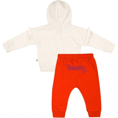 Shop Colosseum Girls Newborn & Infant  Natural/orange Clemson Tigers Pullover Hoodie & Fleece Pants Set
