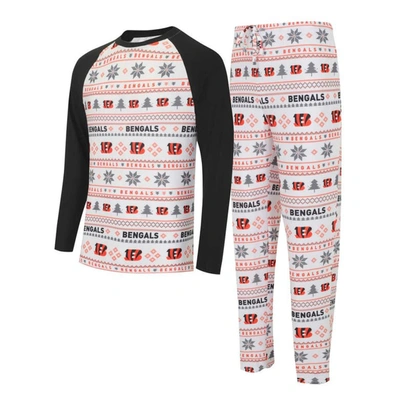 Shop Concepts Sport White/black Cincinnati Bengals Tinsel Raglan Long Sleeve T-shirt & Pants Sleep Set