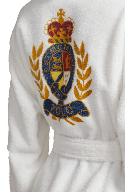 Shop Polo Ralph Lauren Crest Print Organic Cotton Robe In White Cloud