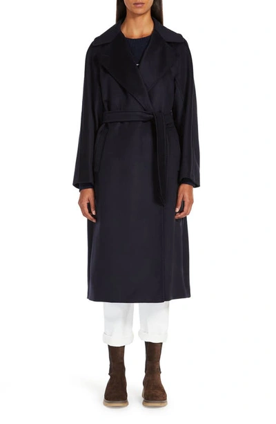 Shop Weekend Max Mara Resina Virgin Wool Coat In Navy