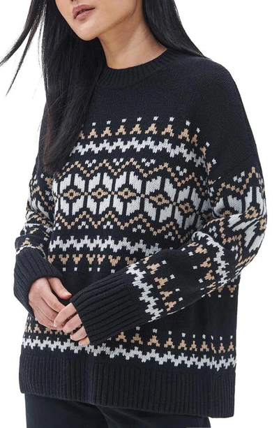 Barbour Cleaver Fair Isle Wool Blend Sweater In Black Multi