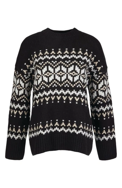 Barbour Cleaver Fair Isle Wool Blend Sweater In Black Multi