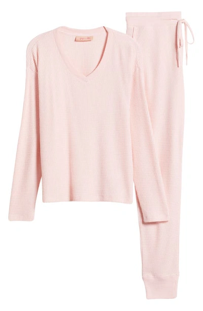 Shop Papinelle Waffle Knit Pajamas In English Rose