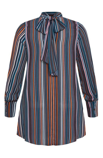 City Chic Illusion Stripe Tunic Top In Midnight Stripe