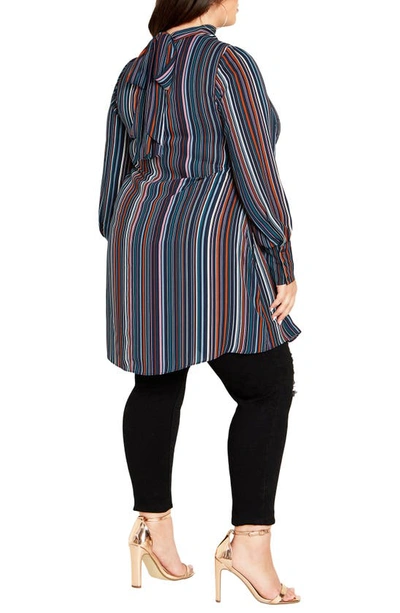 City Chic Illusion Stripe Tunic Top In Midnight Stripe