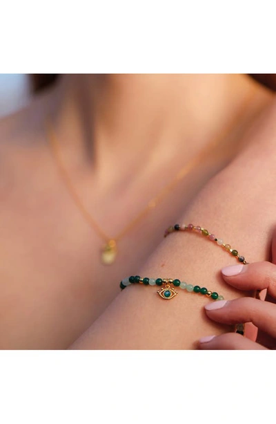 Estella Bartlett Beaded Evil Eye Stretch Bracelet In Gold/green