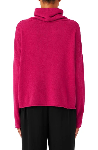 Shop Eileen Fisher Boxy Organic Cotton & Recycled Cashmere Turtleneck Sweater In Azalea