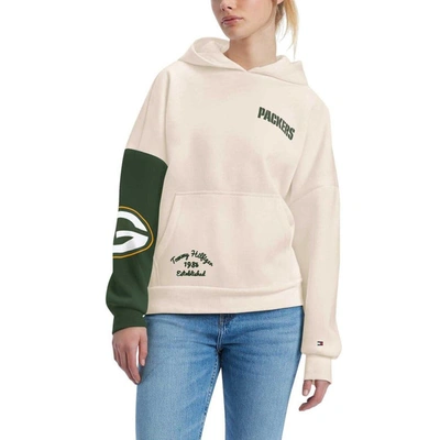 Shop Tommy Hilfiger Cream/green Green Bay Packers Harriet Pullover Hoodie