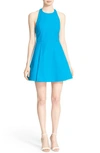 Alice And Olivia Fit & Flare Halterneck Sleeveless Dress In Jewel Blue