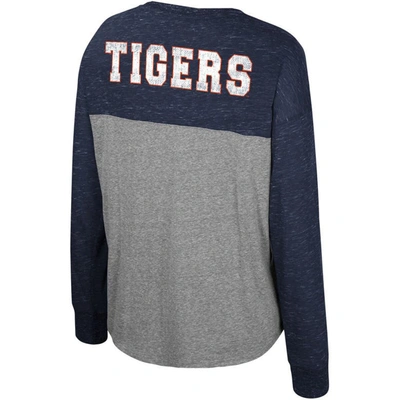 Shop Colosseum Heather Gray/navy Auburn Tigers Jelly Of The Month Oversized Tri-blend Long Sleeve T-shirt