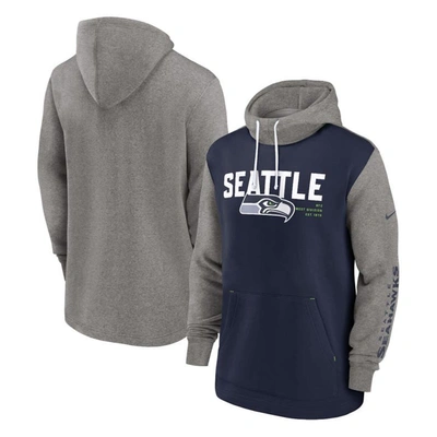 Shop Nike College Navy Seattle Seahawks Fashion Color Block Pullover Hoodie