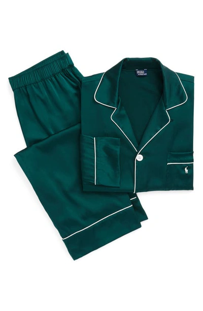 Shop Polo Ralph Lauren Stretch Silk Pajamas In Dark Green