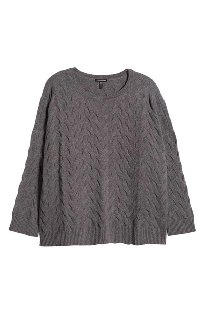 Shop Eileen Fisher Crewneck Boxy Organic Cotton & Recycled Cashmere Sweater In Ash