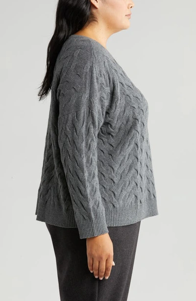 Shop Eileen Fisher Crewneck Boxy Organic Cotton & Recycled Cashmere Sweater In Ash