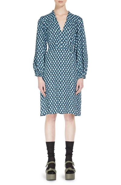 Shop Weekend Max Mara Aceti Geo Print Long Sleeve Dress In Oil