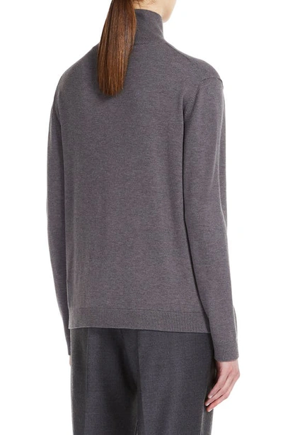 Shop Weekend Max Mara Kiku Silk & Wool Blend Mock Neck Sweater In Dark Grey