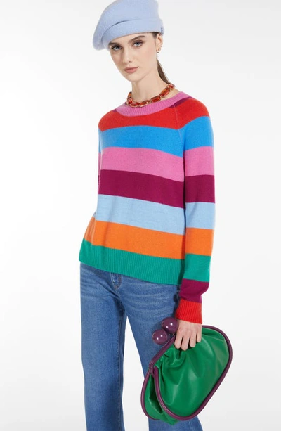 Shop Weekend Max Mara Cosimo Colorblock Stripe Cashmere Sweater In Tangerine