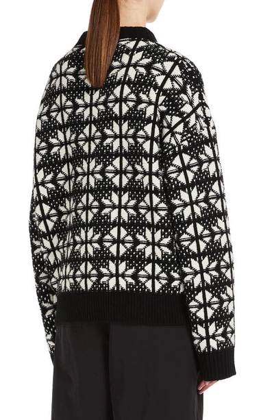 Shop Weekend Max Mara Golden Snowflake Virgin Wool Sweater In Black