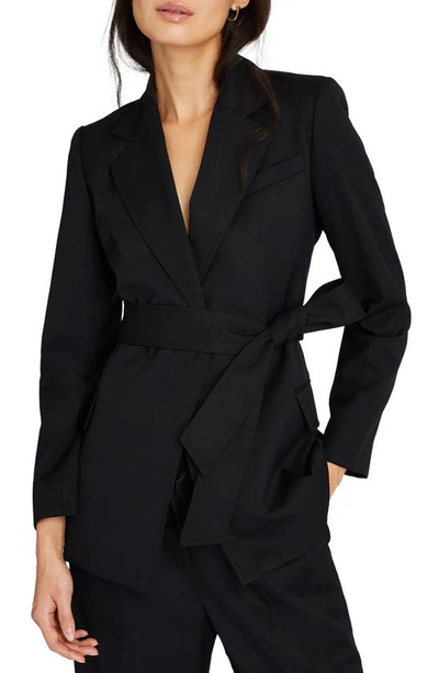 Shop Club Monaco Tie Front Wool Blend Blazer In Black/ Noir