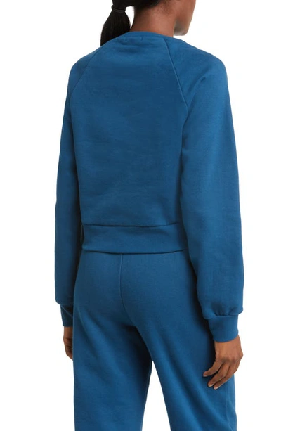 Shop Beyond Yoga Uplift Crop Sweatshirt In Blue Gem