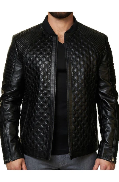 Shop Maceoo Croc Embossed Lambskin Leather Moto Jacket In Black
