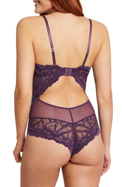 Shop Montelle Intimates Royale Corset Lace Teddy In Pinot