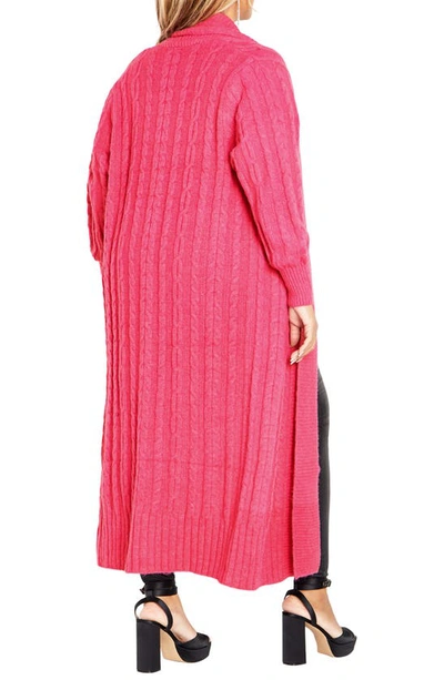 Shop City Chic Kenzi Longline Cardigan In Vibrant Pink