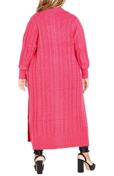 Shop City Chic Kenzi Longline Cardigan In Vibrant Pink