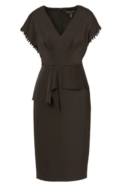 Shop Aidan Mattox By Adrianna Papell Bead Detail Satin Midi Dress In Black