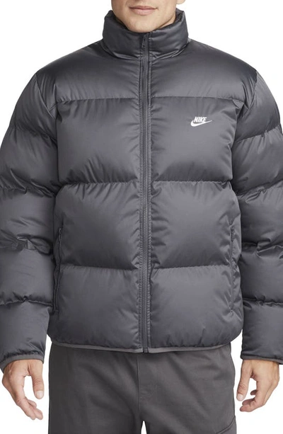 Shop Nike Club Water Repellent Primaloft® Insulated Puffer Jacket In Iron Grey/ White