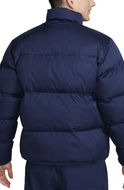 Shop Nike Club Water Repellent Primaloft® Insulated Puffer Jacket In Midnight Navy/ White