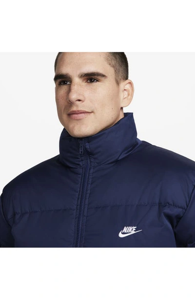 Shop Nike Club Water Repellent Primaloft® Insulated Puffer Jacket In Midnight Navy/ White