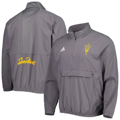 Shop Adidas Originals Adidas Gray Arizona State Sun Devils Strategy Stadium Aeroready Woven Half-zip Jacket