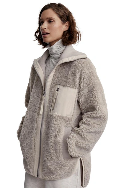 Shop Varley Myla High Pile Fleece Jacket In Chateau Grey/ Sandshell
